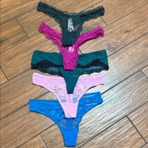 Victoria's Secret Lace Panties Set - Black, Pink, Blue